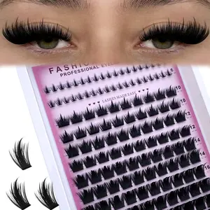 300D Cartoon Style Fluffy False Eyelashes, 138pcs DIY Lash Extensions, Reusable, Natural Look, Party & Role Play, Dense Cat Eye Effect