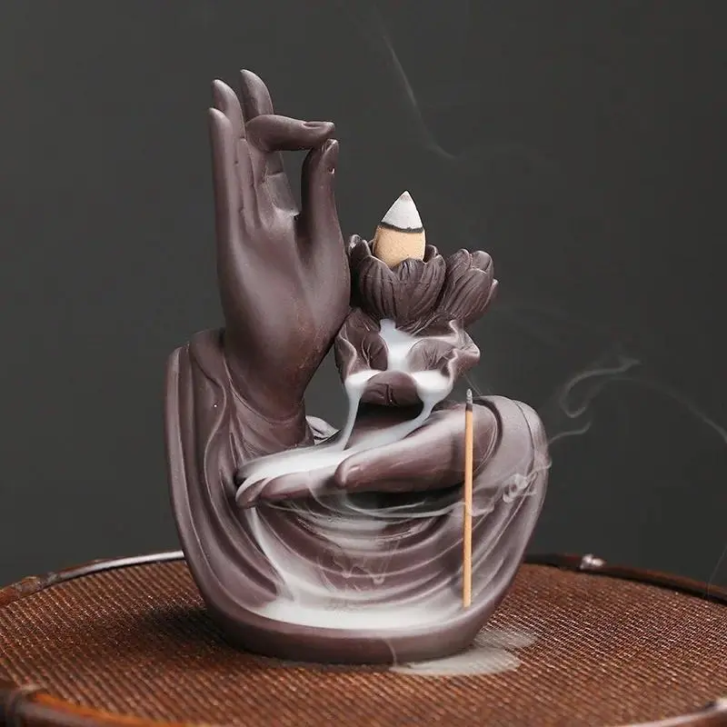 Creative Backflow Incense Burner, 1 Count Lotus Design Incense Holder, Home Decor Ornament, Desktop Decor for Living Room Bedroom Office, Aroma Scented Floral, Calming Home Fragrance, Floral Woody Aroma, Fragrance, Scent, Aromatizer