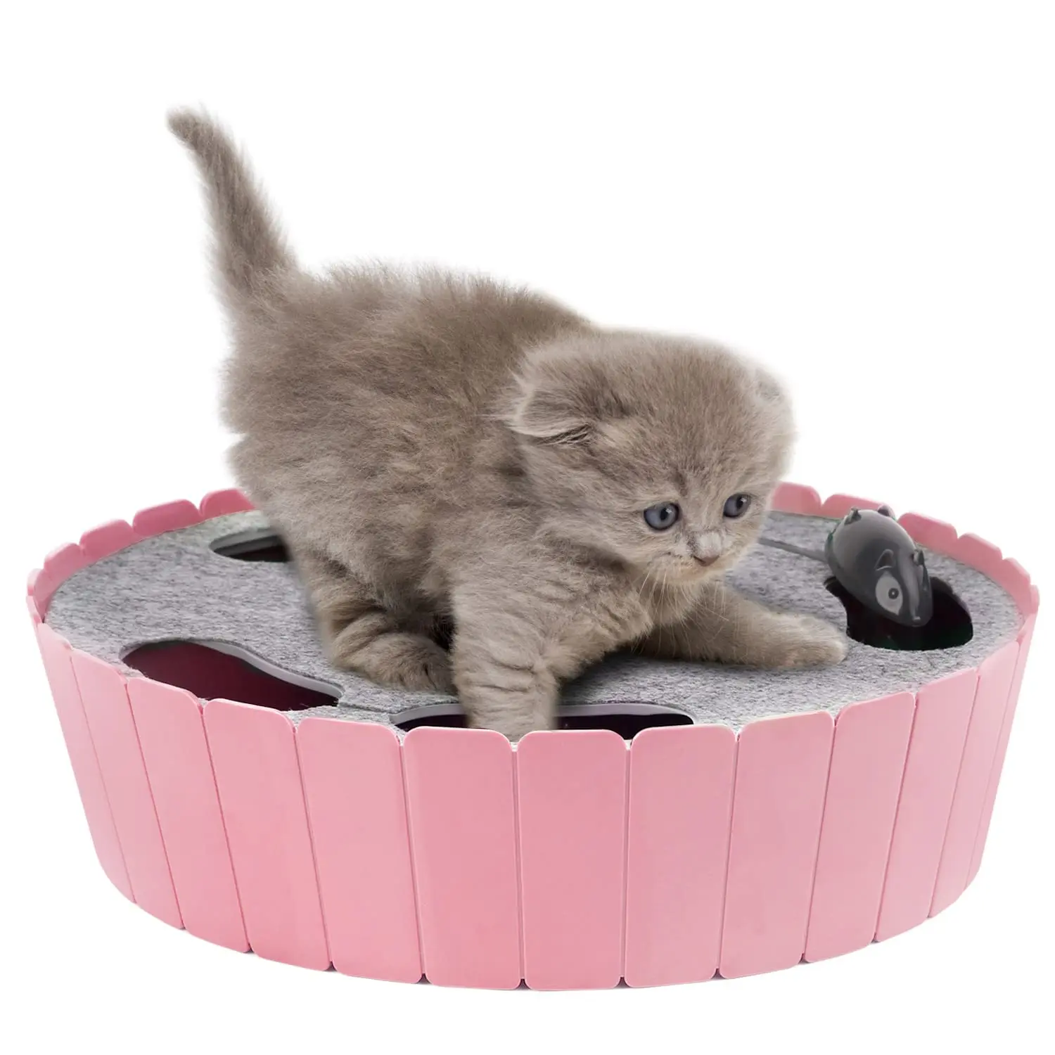 4 Holes Whack-a-mole Electric Cat Toy, Interactive Cat Toy with Running Mouse, Pop and Play Hide Seek Cat Toy,Pet Supplies