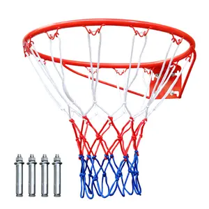 "18" Steel Basketball Rim Replacement – Red| Includes Net, Easy DIY Install (with Instructions)| Universal Fit for Most Hoops, Manual Quick Replacement| Not for Dunking"