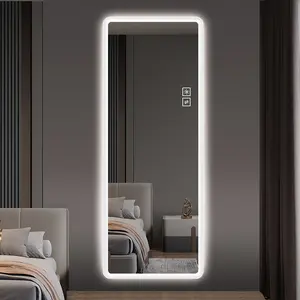 Full Length Mirror with LED Lights, 65"x21"Floor Mirror with Dimming & 3 Color Lighting, Free Standing Floor Mirrors, Lighted Full Body Mirrors for Bedroom, Dressing Room, Cloakroom