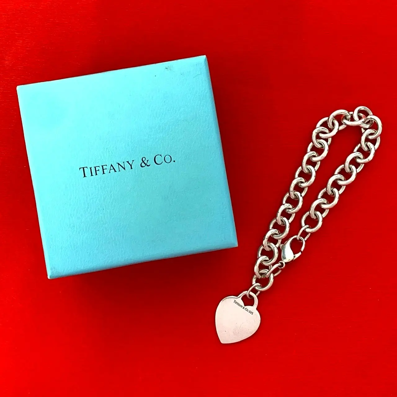 Pre-owned Tiffany & Co. Sterling Silver 925 (Ag925) Small Leather Goods Tiffany&Co. Heart Tag Silver 925 Bracelet