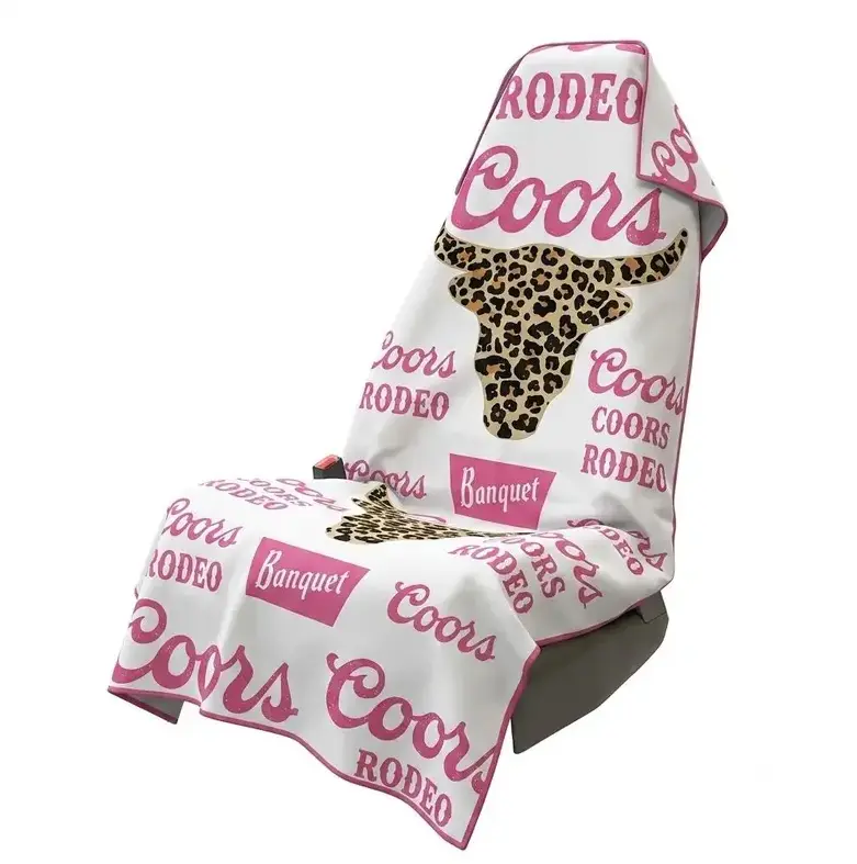 Pink Cowhide Pattern Car Seat Cover, Waterproof Universal Seat Protector, Western Country Auto Interior Accessory