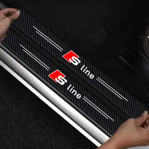5pcs Car Door Sill Carbon Fiber Stickers, Anti-Scratch & Waterproof Protection, Compatible with Audi Models A3-A8/q3-Q5/rs Series, Car Accessories