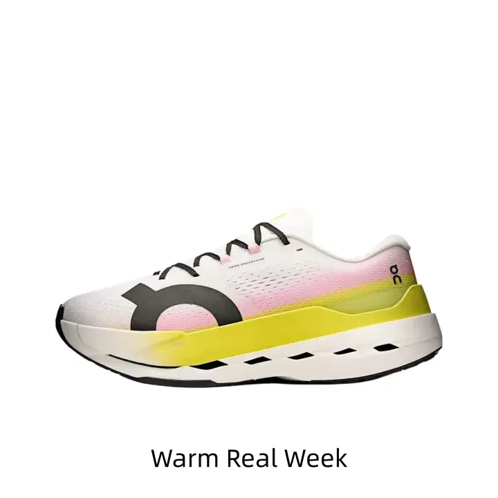 White pink yellow gradient mesh running shoes hollow cushioned thick sole lightweight lace footwear for daily jogging gym outdoor long-distance training