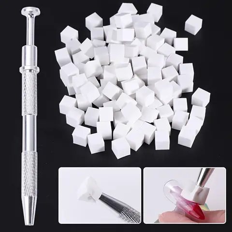 100 Piece Mini Nail Art Gradient Sponge Set for Gradient Stamping and Polishing, Professional Nail Painting Brushes with Pickup Pen, Nail Art Tools, Manicure Brush, Nail Art Accessories, Nail Art Equipment, Nail Art Supplies