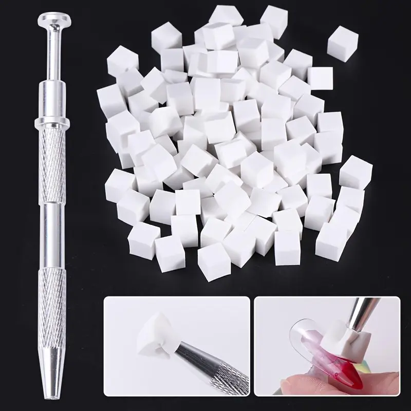 100 Piece Mini Nail Art Gradient Sponge Set for Gradient Stamping and Polishing, Professional Nail Painting Brushes with Pickup Pen, Nail Art Tools, Manicure Brush, Nail Art Accessories, Nail Art Equipment, Nail Art Supplies