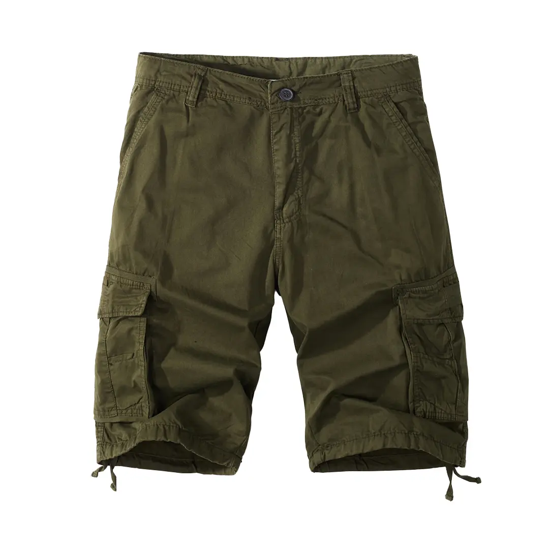 Men's Mid-Waist Baggy Jorts - Raw Wash Denim, Button Fly, Multi-Function High-Capacity Pockets, Breathable Lightweight Knee-Length Cargo Shorts, Athletic Style for Camping&Hiking