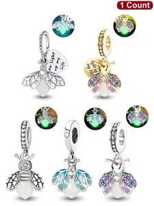 Luminous Bee & Firefly Insect Design Charms, Cute Insect Pendant Beads Charms for Women, DIY Jewelry Making Kit for Bracelet Necklace, Bee Pendants