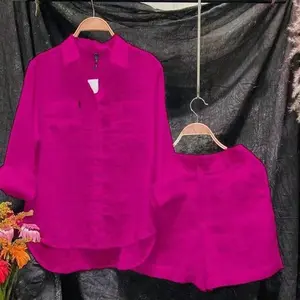 Spring Size Loose Casual Youthful Cotton Solid Color Shirt Suits