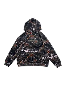 Men's Colorblock Tree Print Drop Shoulder Hoodie, Fashion Casual Regular Fit Drawstring Pocket Hooded Sweatshirt for Daily Holiday Outdoor Wear, Men Clothes for All Seasons