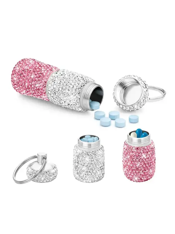 Summer  Portable Pill Box Keychain, Portable Pill Case Organizer Keychain, Key Ring for Women & Men As Gift,Girlfriend Gifts, Women Gifts