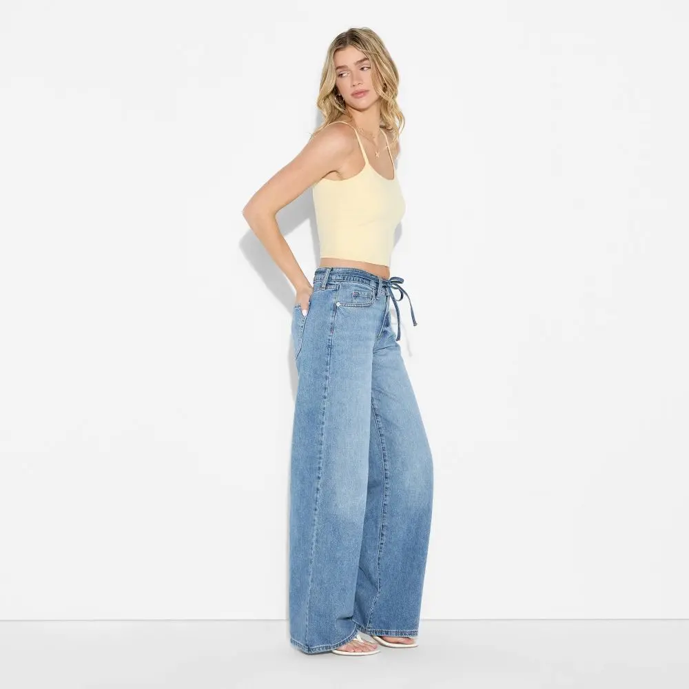 Women's Low-Rise Baggy Cut Jeans - Wild Fable Light Wash Denim, Size 16