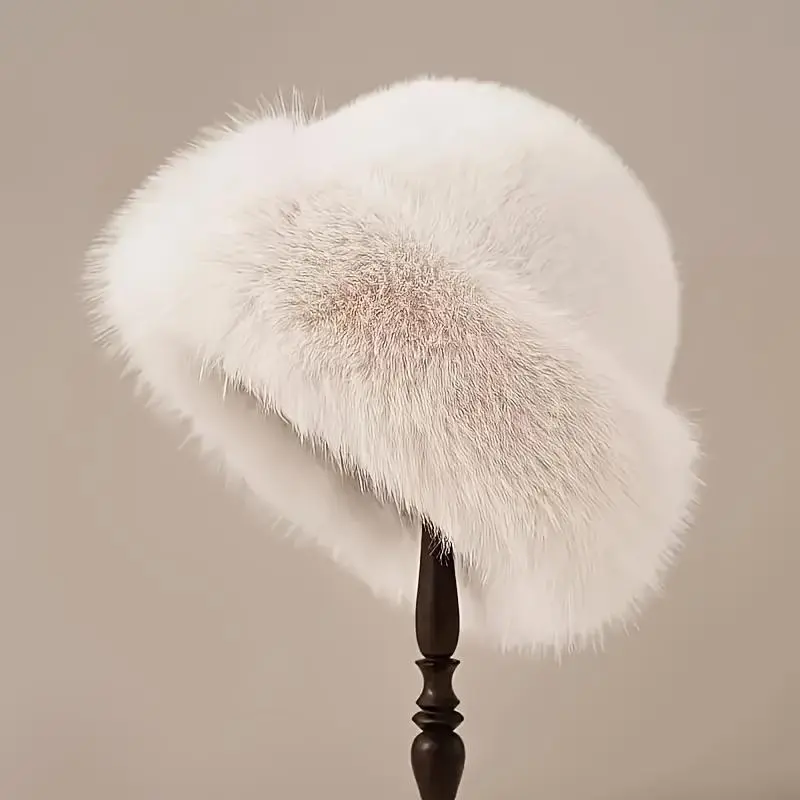 Faux fur hat for women-milk tea color