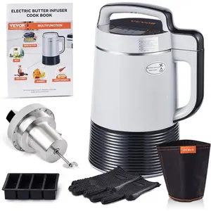 VEVOR Magic Butter Machine, 6 Functions, Butter Infuser Machine & Oil Infusion Machine with Customizable Temperature And Time, 190 Mesh Filter, Silicone Glove, Butter Mold, Cookbook
