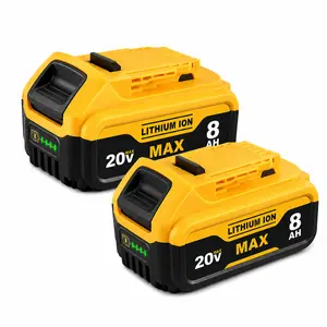 2pack DeWalt 20V MAX XR Battery 8.0Ah Replacement 2-Pack, Compatible with DCB200 20V MAX Cordless Power Tools, LED Fuel Gauge Included