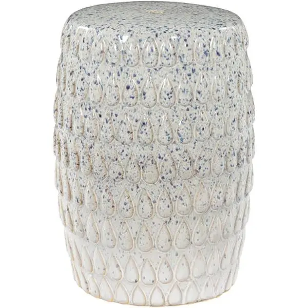 Blackwell Speckled Droplets Garden Stool, White and Blue