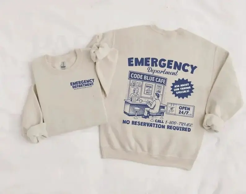 Emergency Department Sweatshirt, Code Blue Cafe Nurse Shirt, Funny ER Nurse Crewneck, Hospital Staff Gift, Healthcare Worker Sweatshirt