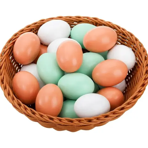 Wooden Realistic Egg Aid - Reusable Birdcage Accessory for Pet Birds, Poultry Pecking Toy, Paint & Craft Decor for Easter Role-Playing
