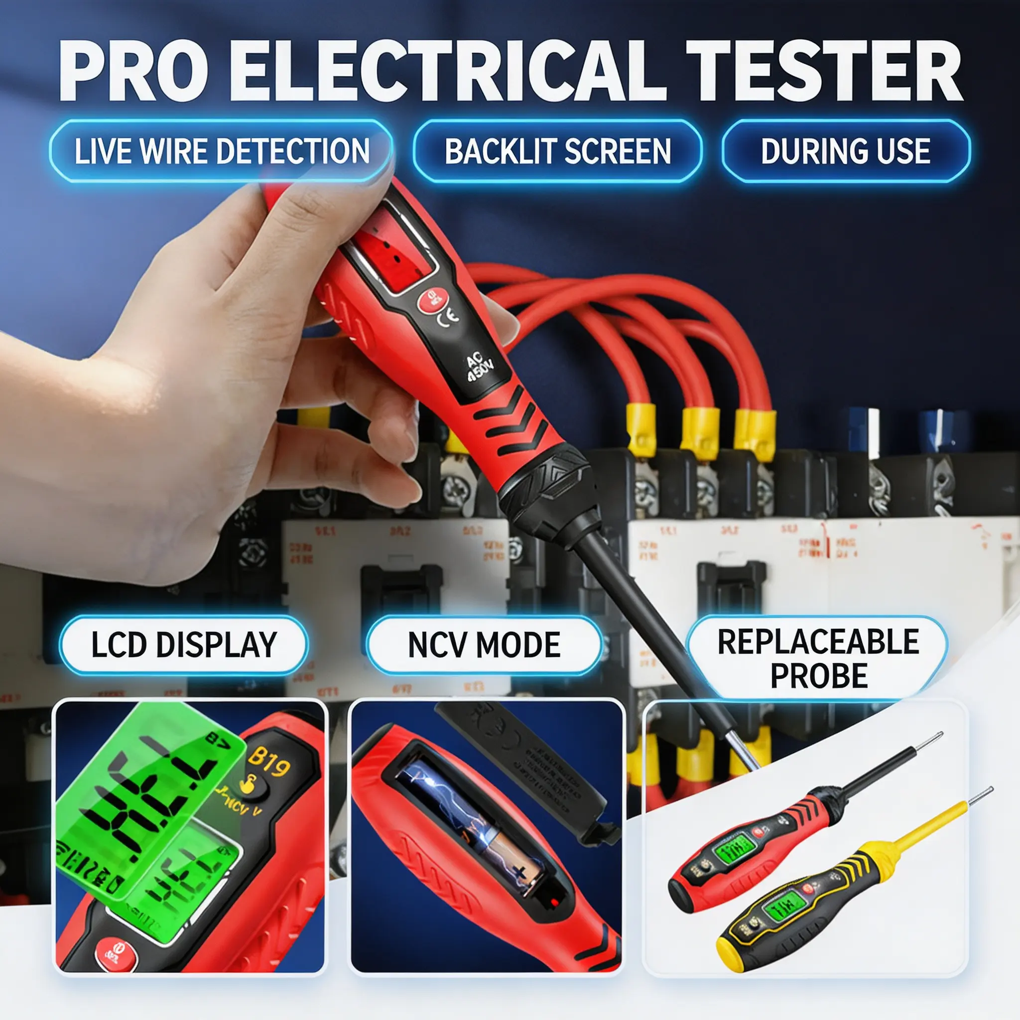 Intelligent Non-Contact Voltage Tester Pen – Digital AC Voltage Detector with LED Indicator & Sound Alarm, Smart Electric Tester for Home Wiring, Circuit Inspection, Outlet Testing, Electrical Maintenance, DIY Projects & Professional Electricians