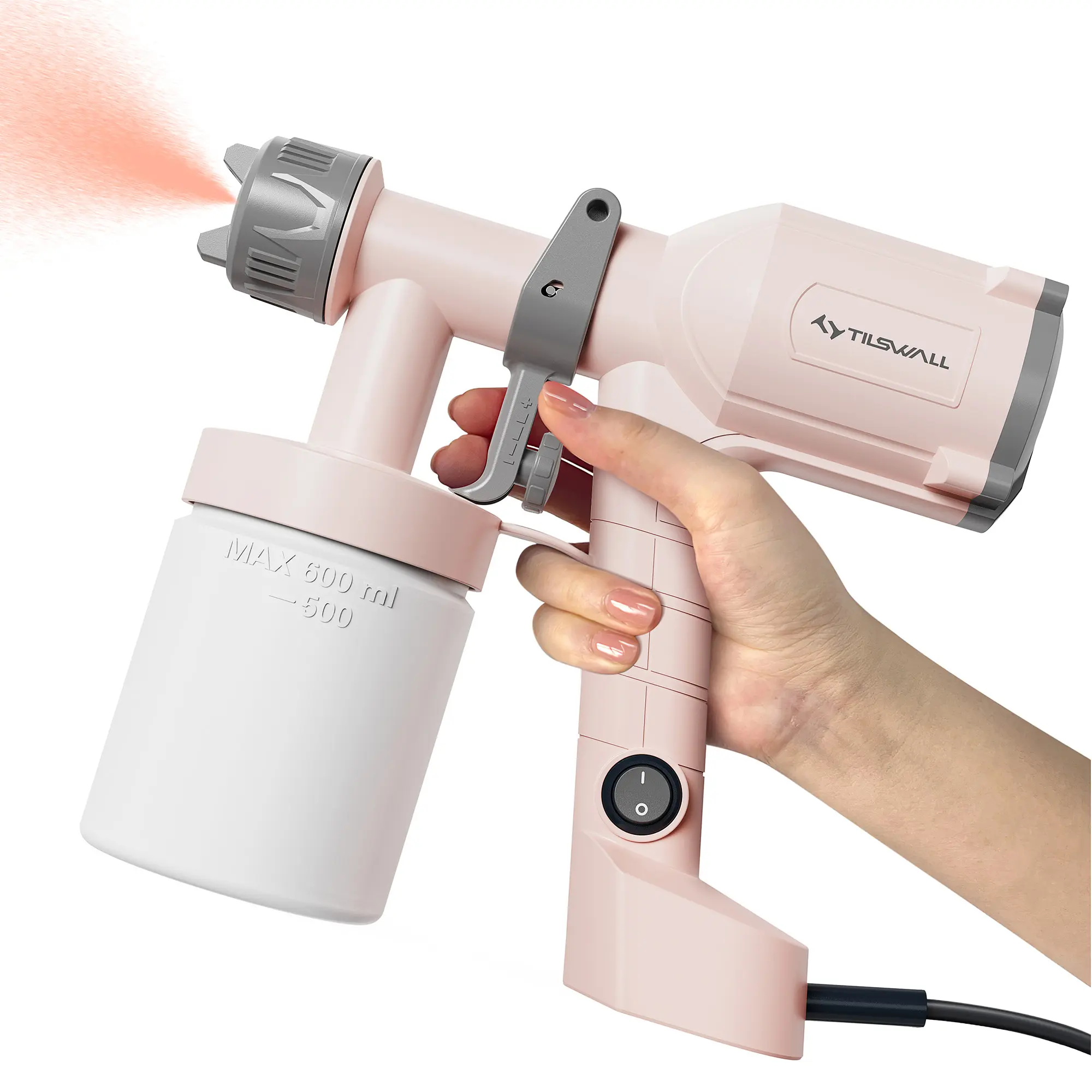 Tilswall Dreamer 400 Ultra-Light Electric Paint Sprayer Machine - Handheld Sprayer with 20 fl oz Detachable Cup, 2 Nozzles, 3 Patterns for Furniture, Cabinets, Walls - Spray Paint Tools for DIY Projects, Father’s Day Gift