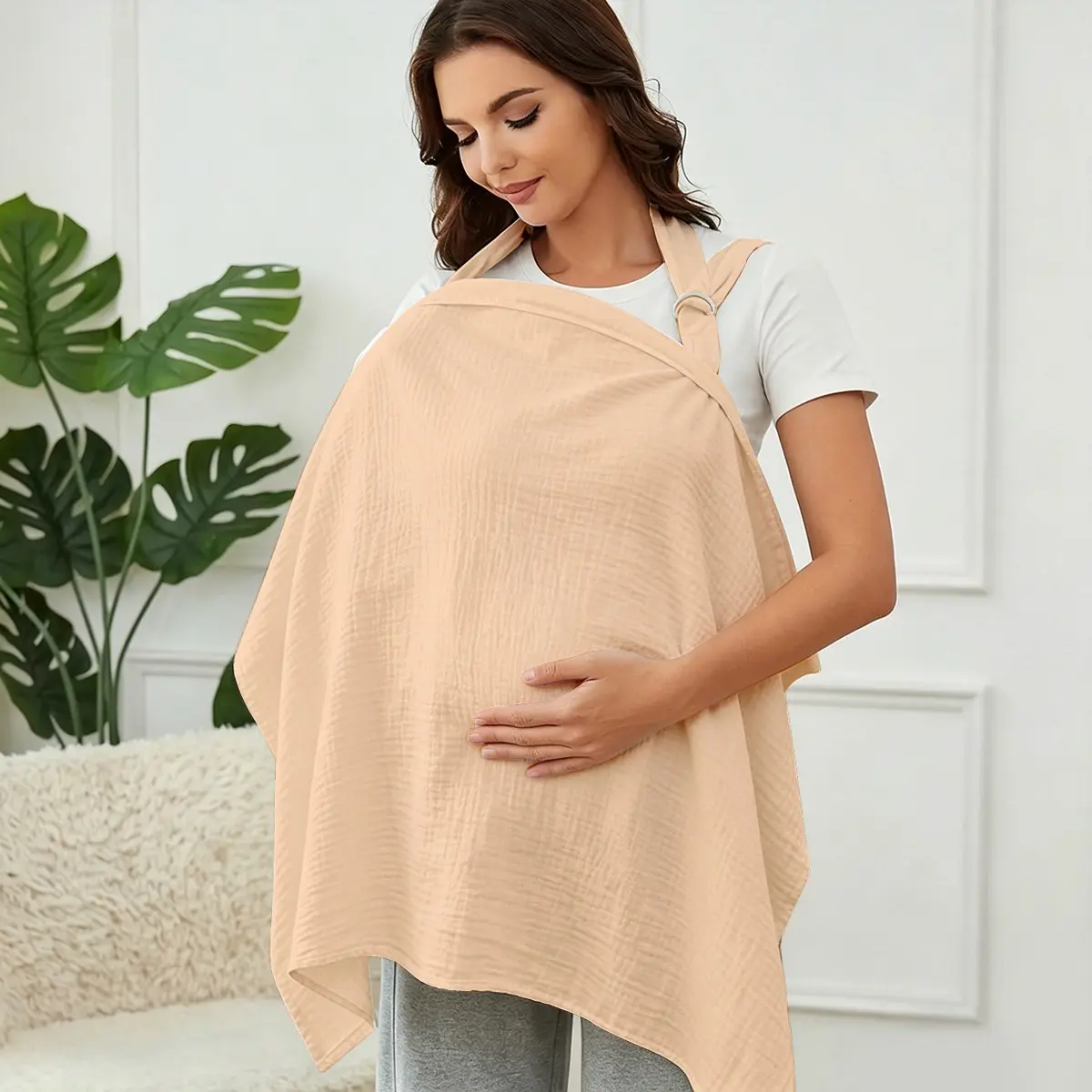 1Pc Breastfeeding Cover, 4-in-1 Nursing Apron for Mom, Breathable Stroller Cover & Car Seat Canopy, Privacy Nursing Shawl for Newborn, Maternity