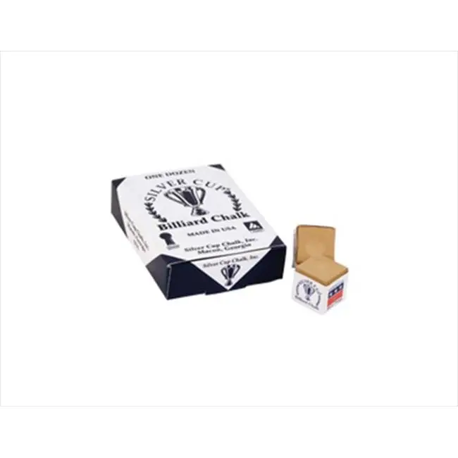 Tan Cue Chalk for Billiards & Snooker, Silver Cup Billiards Accessories - Box of 12