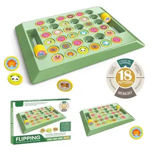 Memory and Happy Flip Board Game - 36 PC Montessori Learning Toy with 18 Adorable Animal Pairs with Durable ABS Material , Fun Educational Board Game  to Boost Memory & Concentration，suitable for family gatherings, can enhance parent-child bonding