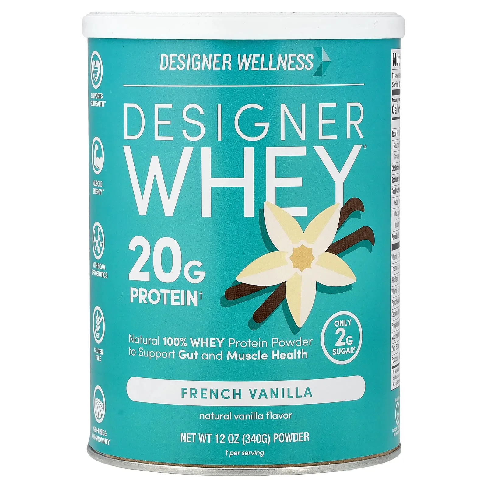 Designer Wellness Designer Whey®, Natural 100% Whey Protein Powder, French Vanilla, 12 oz (340 g)
