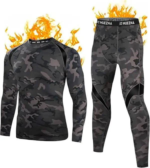 Muezna Thermal Top and Bottom Set Underwear Long Johns Base Layer with Soft Fleece Lined Fabric Menswear