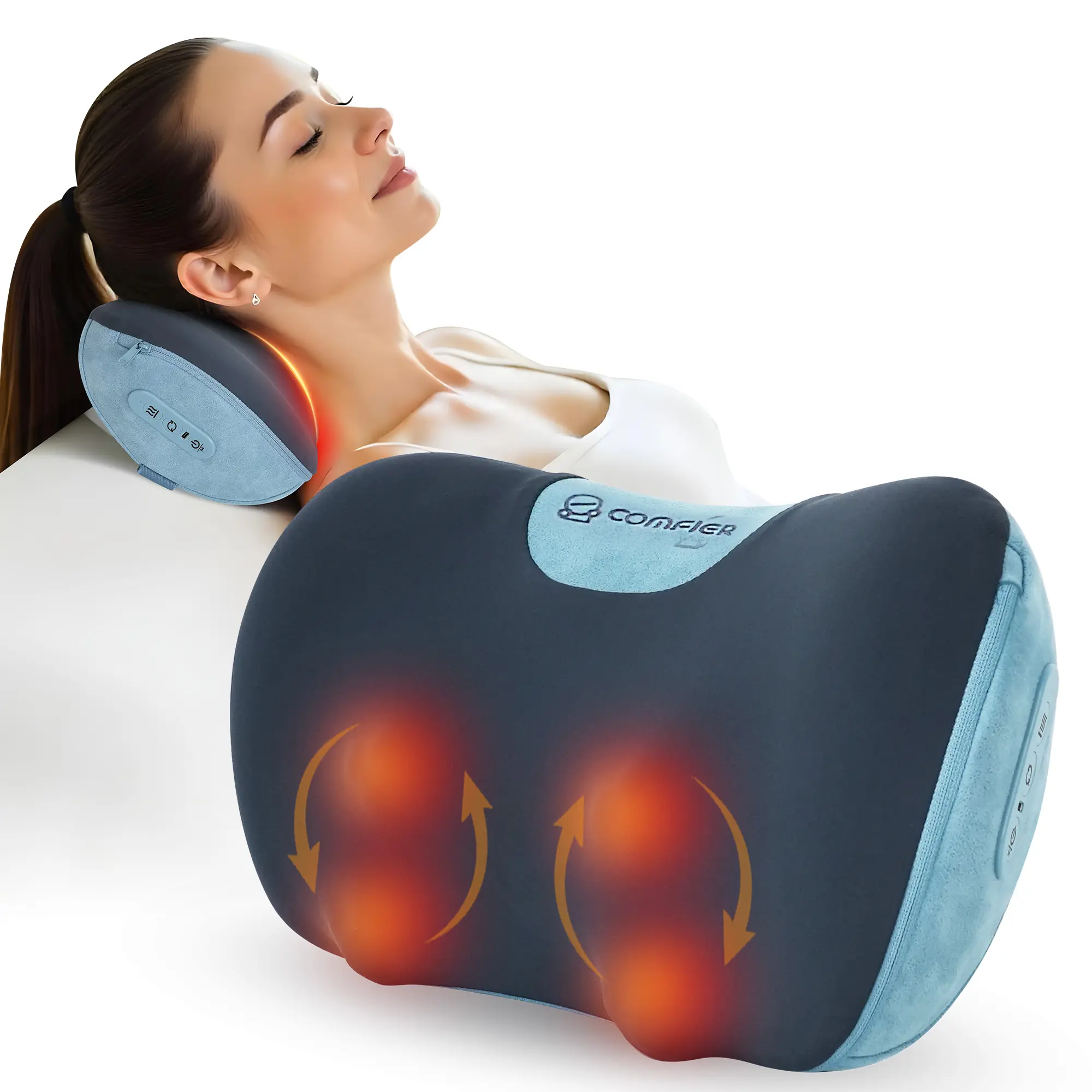 COMFIER 2026 Cordless Shiatsu Neck and Back Massager with Heat,Portable Massager Pillow with 3D Kneading Deep Tissue, Soothes Muscle Tension at Home, Office, Travel, Gifts for Men Women, Gift, Back Rest