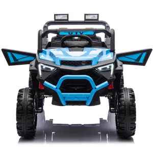 24V 400W Kids Ride On Electric UTV W/Parents Remote Control,Four-Wheel Suspension,LED Lights,Portable Handle,Advanced center panel with USB,MP3,Music,Bluetooth,,Power Display For Kids Aged 3+.
