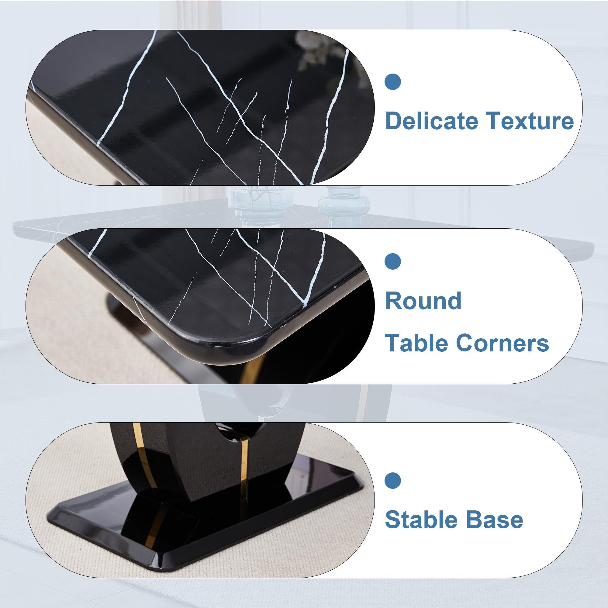 MUUOKY Modern Rectangular Dining Table – Grey Imitation Marble Grain, Suitable for Dining Room, Office, Kitchen dining table set 4 Bistro Mdf Material