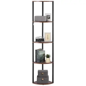 5 Tier Corner Shelf, Tall Narrow Display Rack With LED Light, Space-Saving Corner Stand For Living Room, Kitchen, Bedroom Or Office, Sturdy Metal Frame, Easy Assembly, Versatile Storage Organizer And Display Shelf