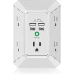 5-Outlet Power Strip with 4 USB Ports - Surge Protector for , Office, School - ETL Listed