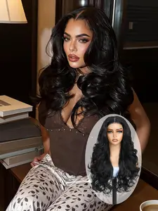 Lehanhair 24 Inch Glueless Long Wavy Synthetic Various Colors 4X6 Lace Wigs for Women, Gorgeous Fluffy Wigs without Bangs, Synthetic Wigs for Party, New Year Christmas Daily Use
