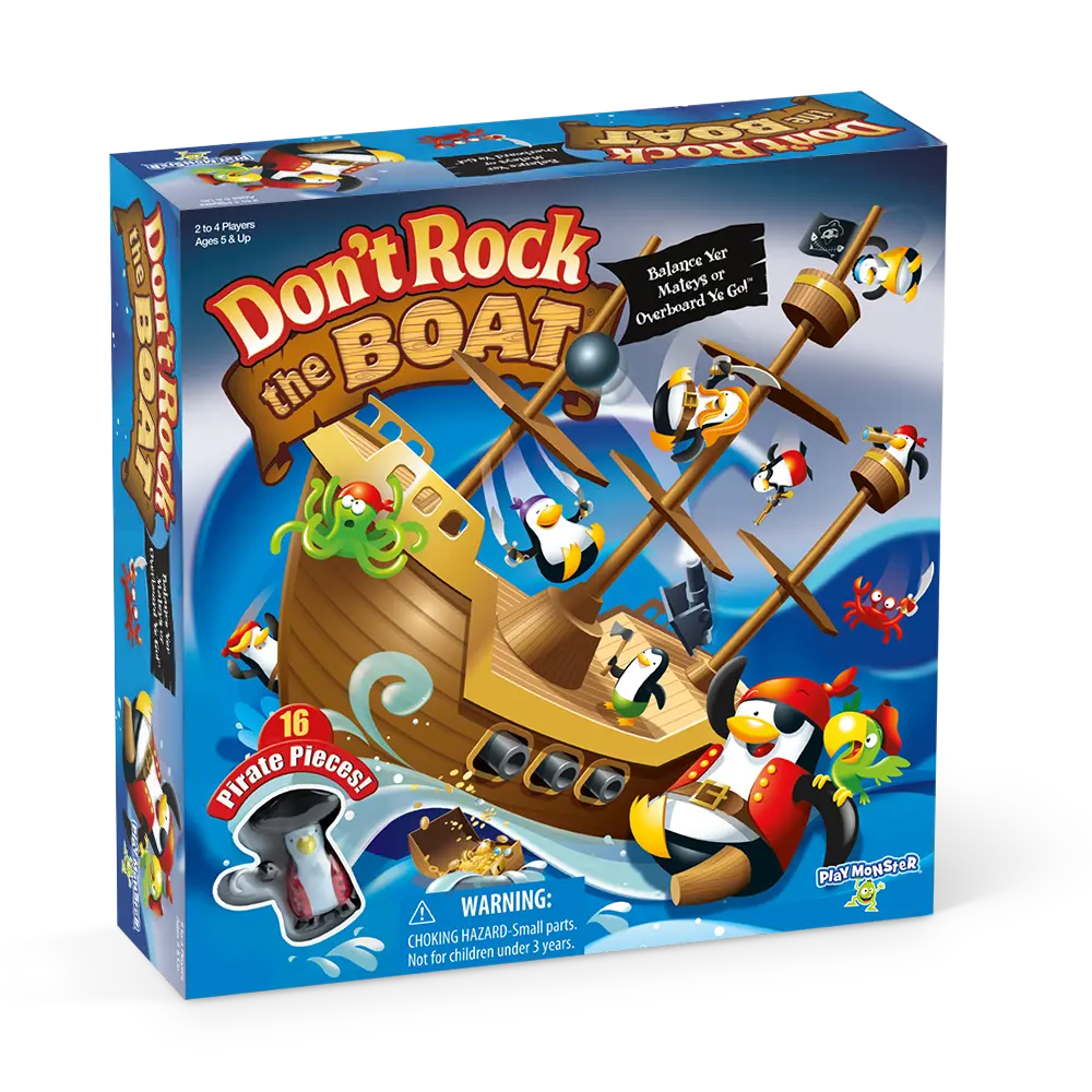 PlayMonster Don't Rock the Boat Board Game Kids Games Family Games for Kids and Adults Multi-Player Builds Hand Eye Coordination Balancing Toy Ages 5+ Pirate Ship Toy Adventure