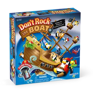 PlayMonster Don't Rock the Boat Board Game Kids Games Family Games for Kids and Adults Multi-Player Builds Hand Eye Coordination Balancing Toy Ages 5+ Pirate Ship Toy Adventure