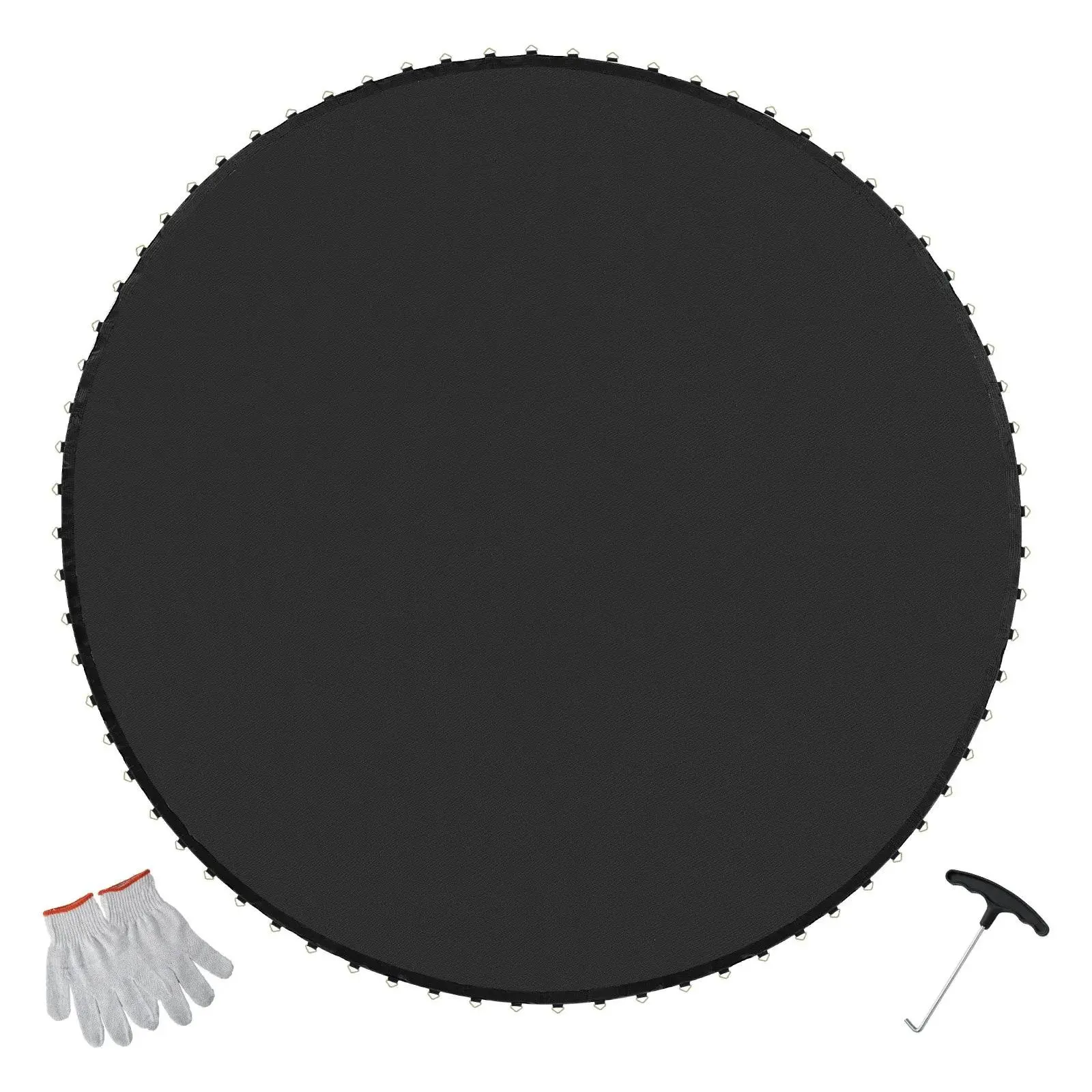 【Summerfinds】VEVOR Replacement Trampoline Mat,  Jumping Mat Fits 14ft Frame, Universal Jumping Mat for 14ft Round Trampoline, Reinforce UV-Resistant Mat with Spring Tool & Durable V-Rings, Fit 6.5"-7" Spring Length