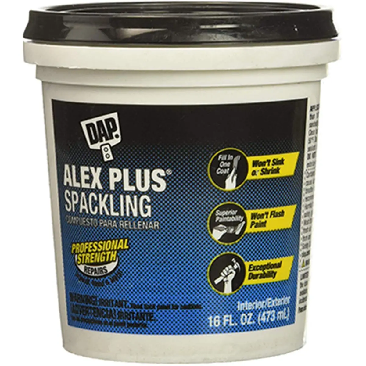 Dap 18746 High Performance Spackling Paste - 32oz Adhesives & Sealers, for Indoor/Outdoor Hole Repair, Filling Cracks, Non-Shrinking Formula