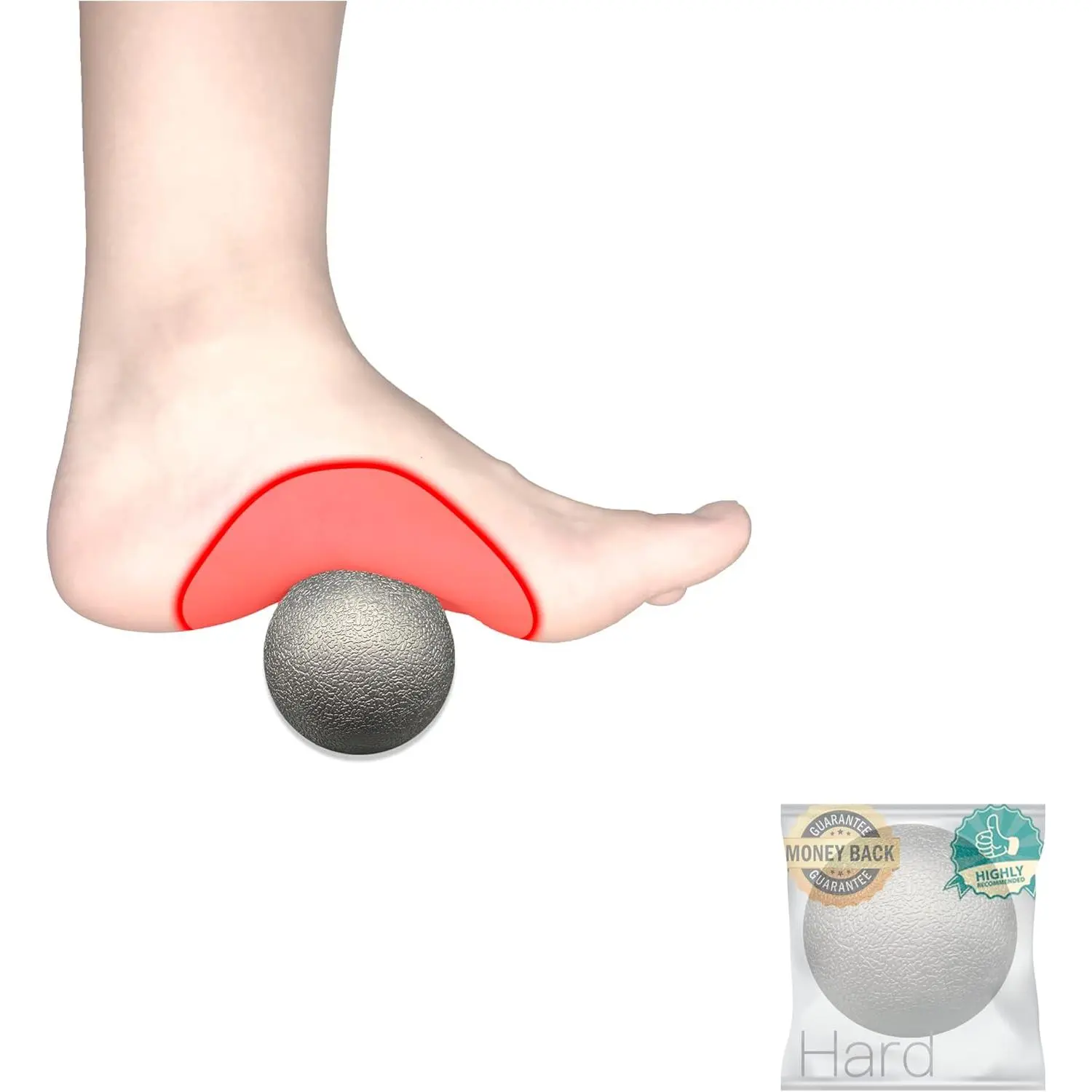 Massage Ball, Lacrosse Ball Massage Ball Therapy for Myofascial Release, Plantar Fascia Ball, Foot Stretch Ball, Therapeutic Balls for Physical Therapy, Ball for Plantar Fasciitis Relief, Hard Ball