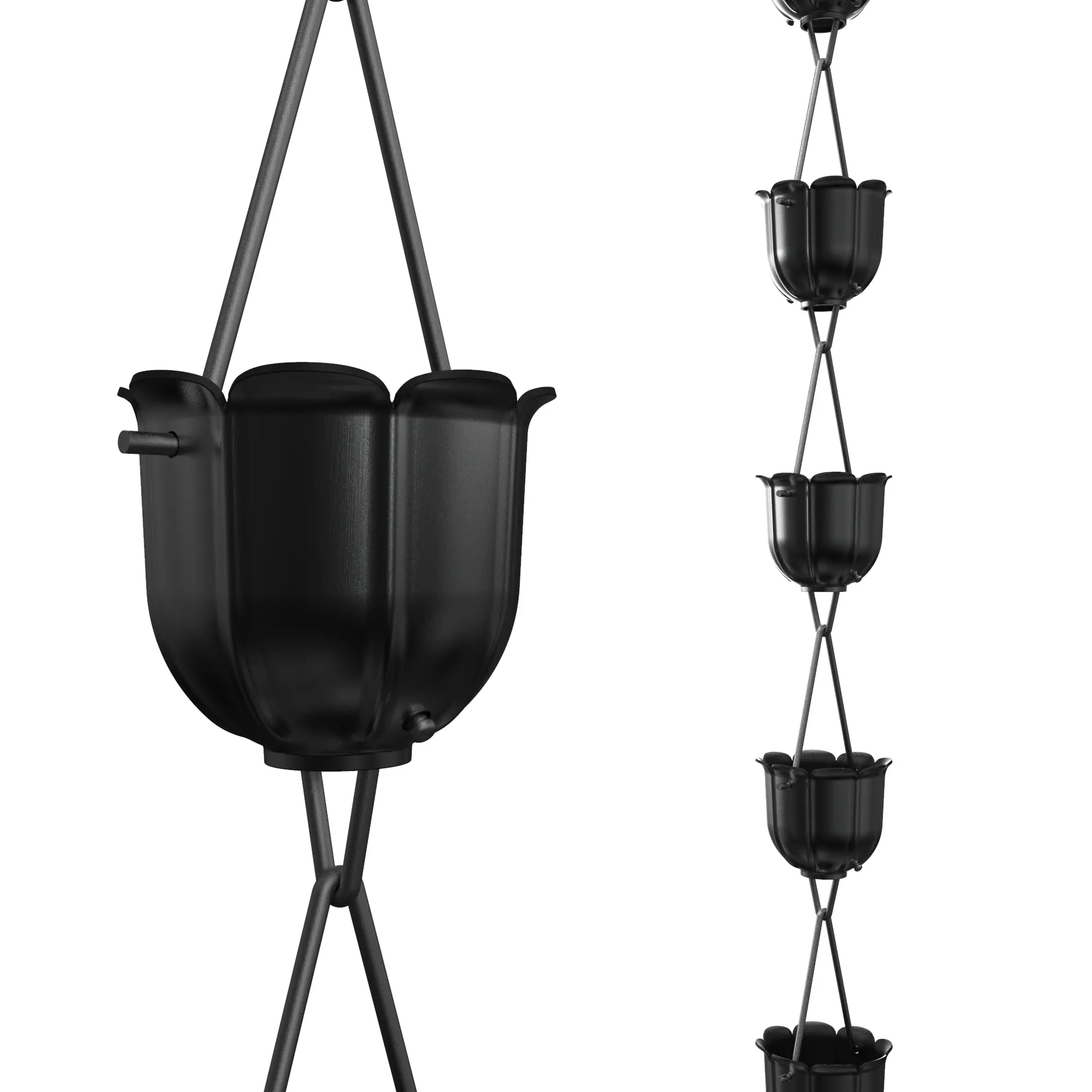 Rain Chains Direct - Flutes Rain Chain - 8.5 FT - Durable Black Powder-Coated Aluminum - Premium Rain Chains for Gutters