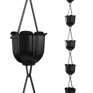 Rain Chains Direct - Flutes Rain Chain - 8.5 FT - Durable Black Powder-Coated Aluminum - Premium Rain Chains for Gutters