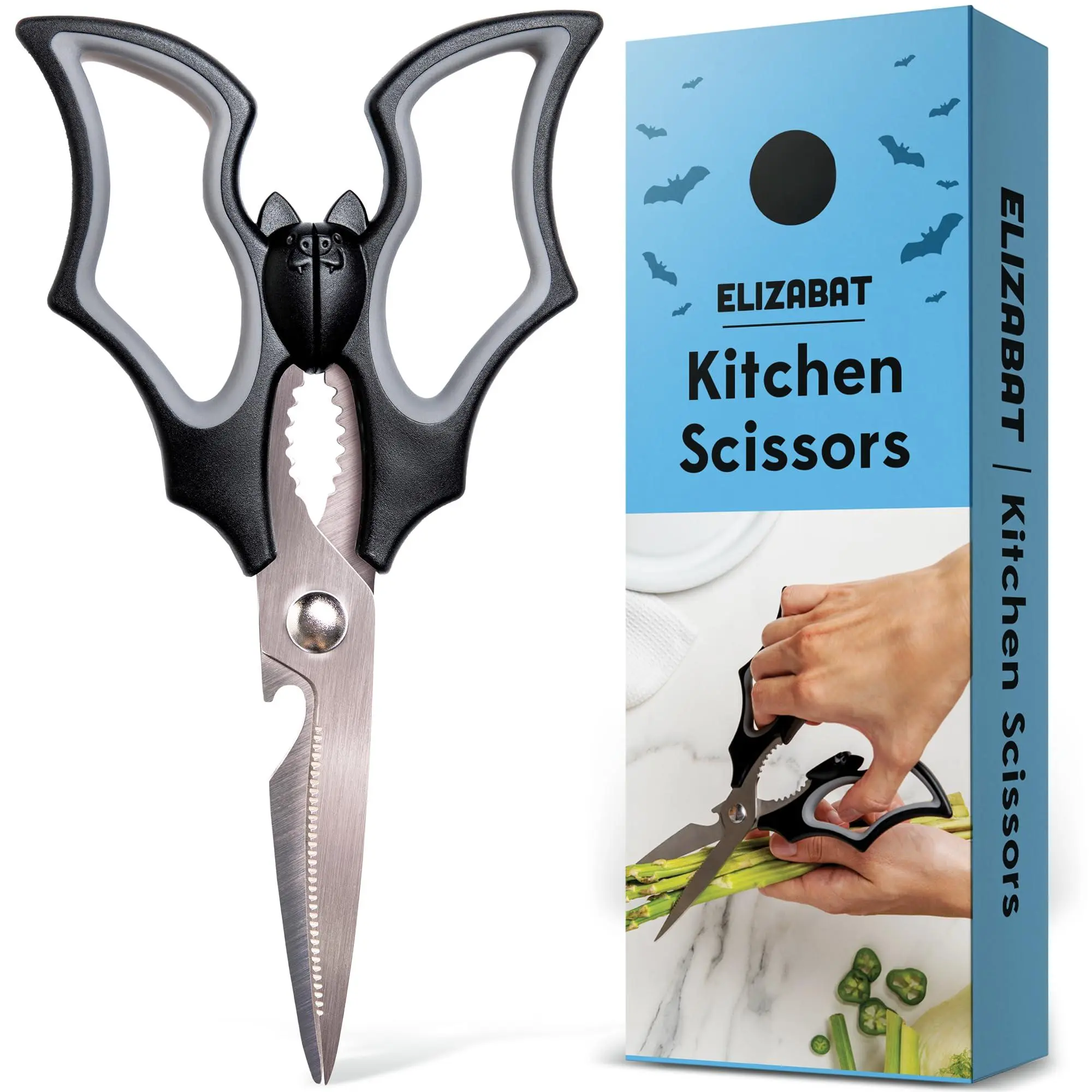 Elizabat Kitchen - Goth Cute Bat Shears  Gothic Utensils Spooky Bats Gifts Gadgets