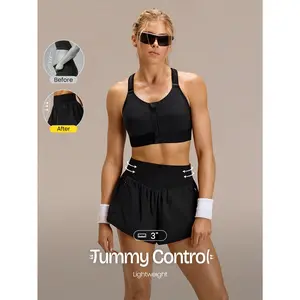 GLOWMODE 3'' VitalSwift Miles Ahead Lightweight Quick-Dry Stretchy Odor Control Seamless Fold-Over Waist Shorts Training Tennis Running Workout Gym Wear