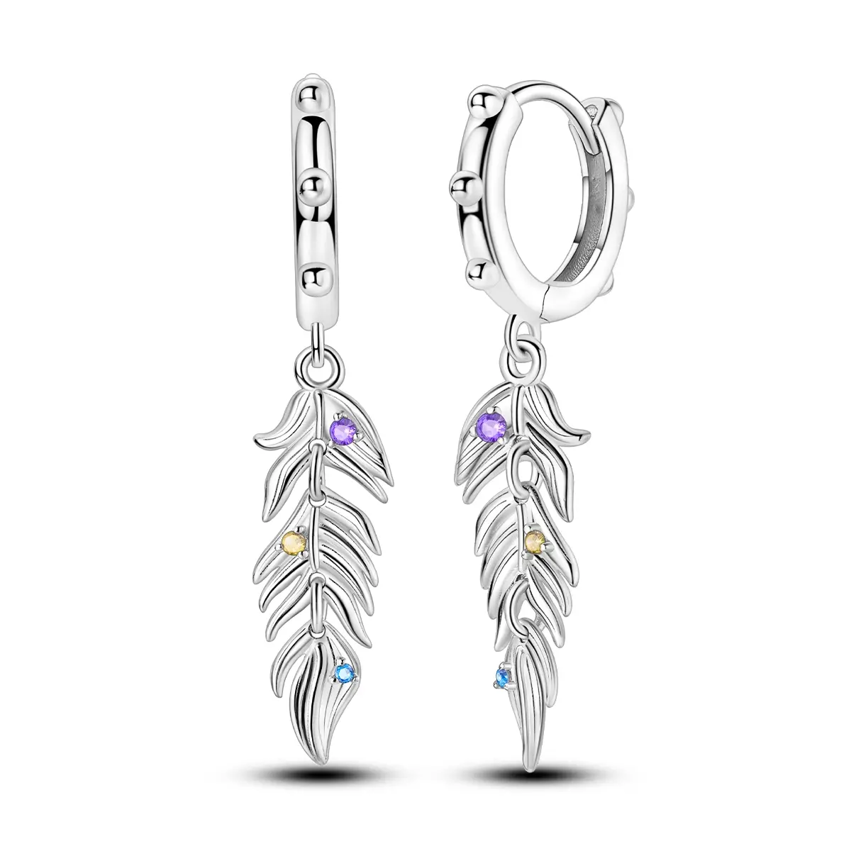 MULA Bohemian Vintage Hoop Tassel Earrings for Women | Layered Feather Statement Design | Hypoallergenic & Nickel-Free Colorful CZ | Unique Boho Jewelry Gift