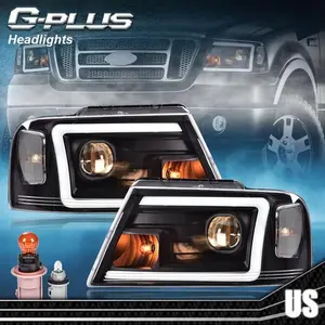 Fit For 04-08 Ford F-150/Lincoln Mark LT LED DRL Projector Headlights Black New