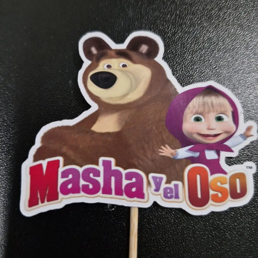 Masha and the Bear 12 pieces Cupcake Toppers, 2" x 2.5" in Size