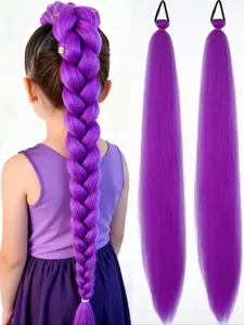 Fashion Braided Wig Tail, 2pcs 26inch Straight Hair, Braided Design, Cosplay Accessory for Magic Girl, School Idol, Villain Queen, Party, Stage