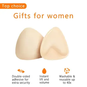 Women's Sticky Bra Push Up Inserts - Double-Sided Adhesive, Backless, Reusable, Sweat & Water Resistant, 2-Cup Boost, Washable Lift Underwear Accessories (Push Up Bras for Women)